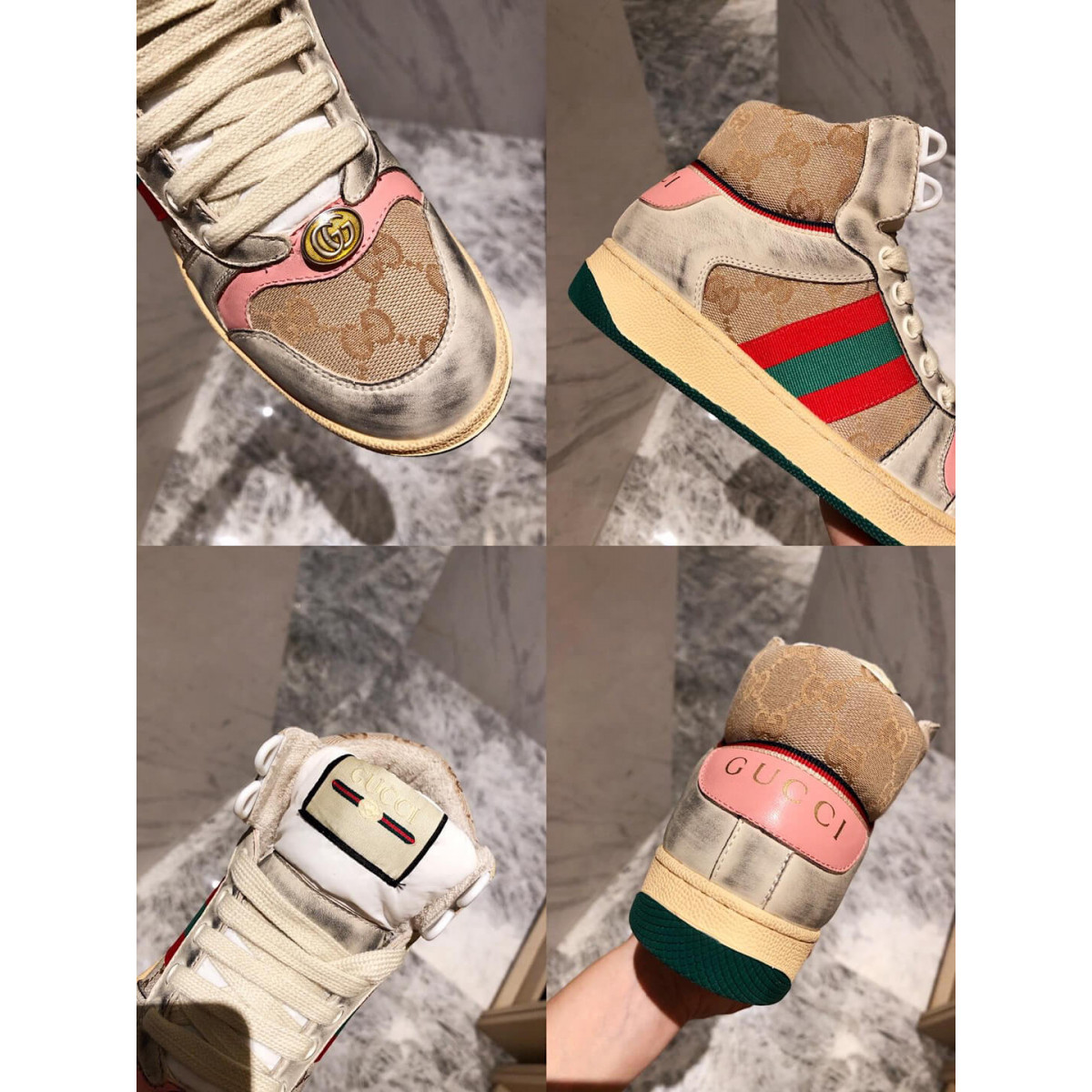 Gucci Screener GG High-Top Sneaker 563730 Light Pink