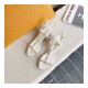 Chanel Open Toe Plain Leather Logo Heeled Sandals G36122