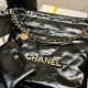 Chanel 22 Small Handbag Shiny Calfskin AS3260 Black Gold