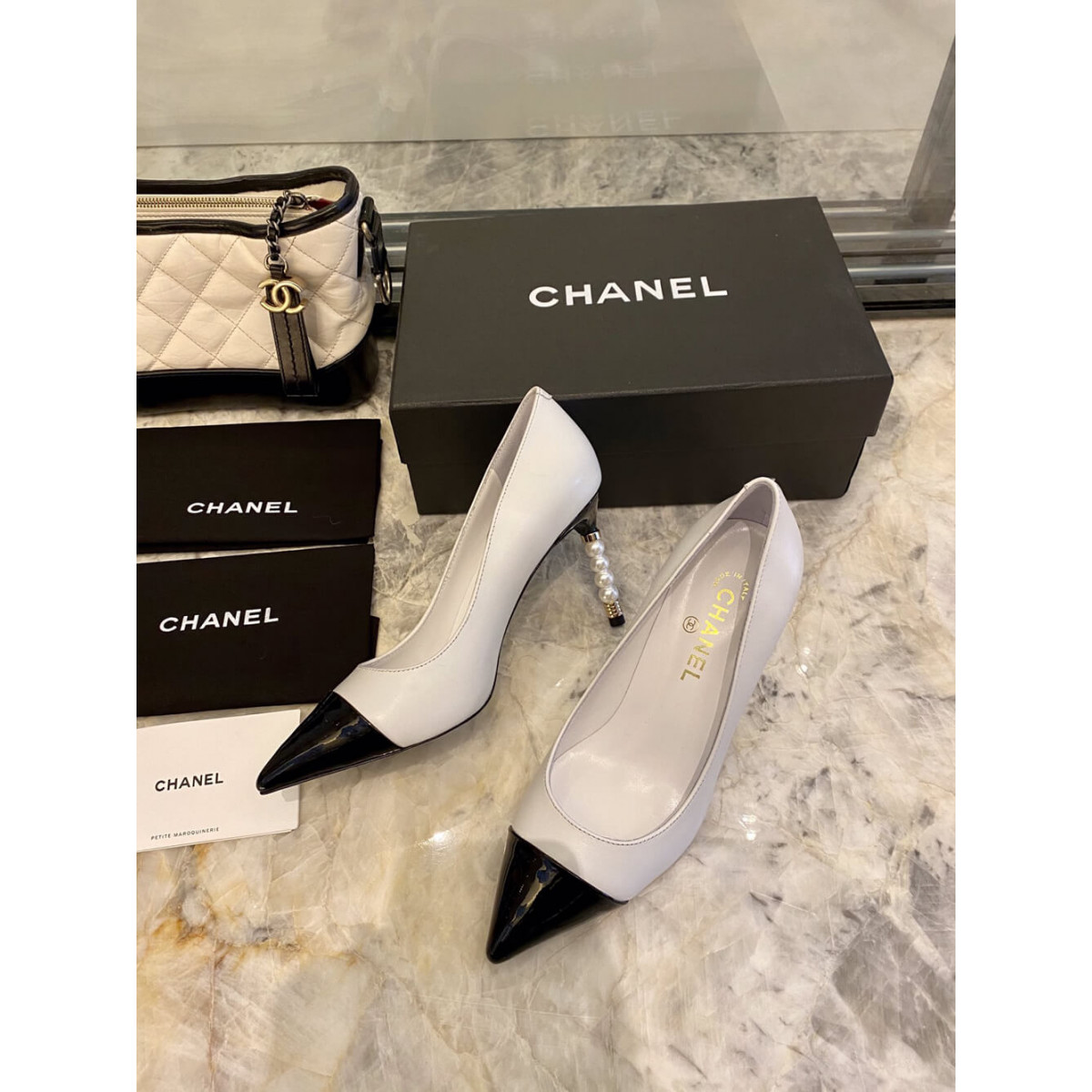 Chanel Lambskin &amp; Grosgrain 8.5cm Heel Pumps G35536