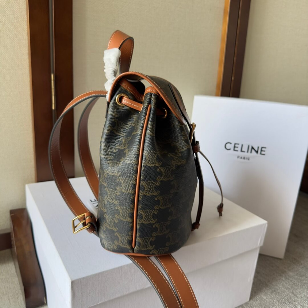 Celine Mini Backpack Folco In Triomphe Canvas And Calfskin 197662