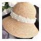 Chanel Straw CC Fedora Hat with Pearl D009