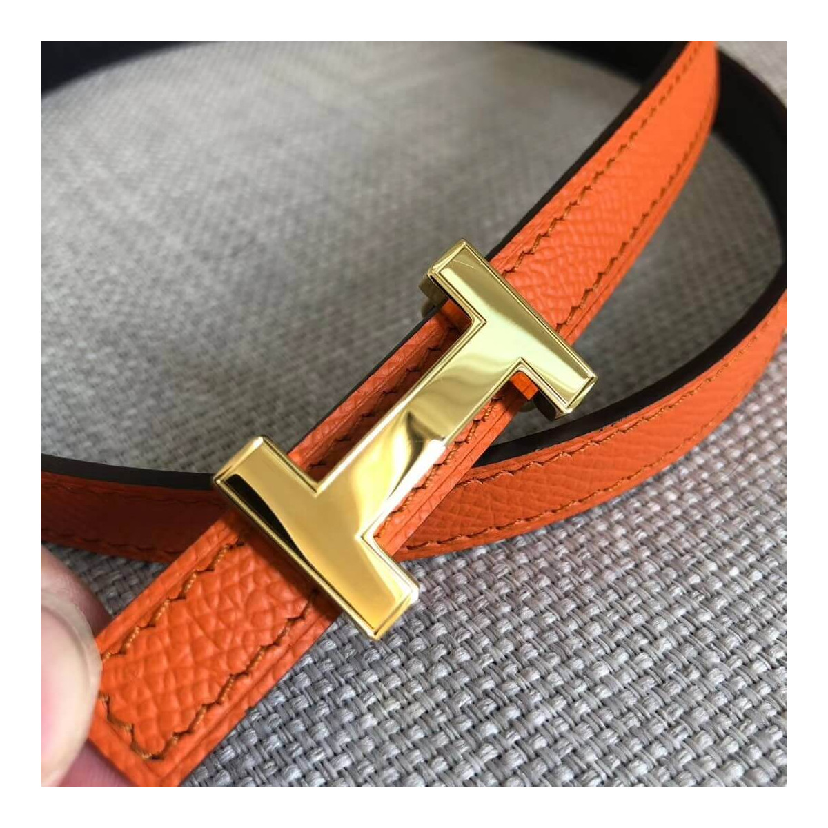 Hermes Focus Belt Buckle &amp; Reversible Leather Strap 13mm H0645