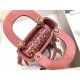 Micro Lady Dior Bag Dark Pink Metallic Canvas Embroidered with Multicolor Crystals S0856