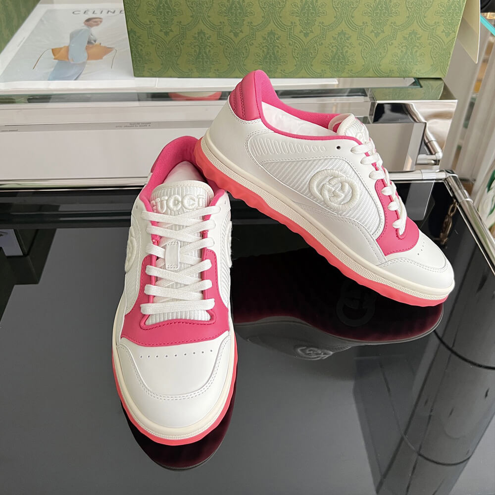 Gucci MAC80 Interlocking G Leather Sneakers Pink/White 749909