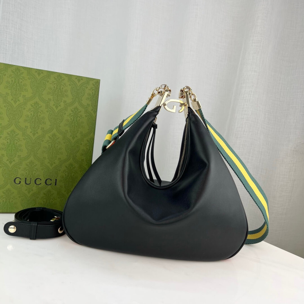 Gucci Black Leather Attache Medium Shoulder Bag 702823