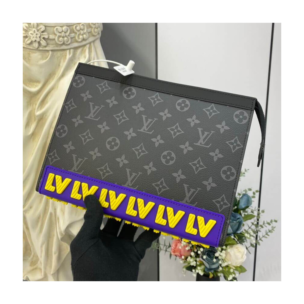 Louis Vuitton Pochette Voyage MM Monogram Eclipse LV Rubber M80792