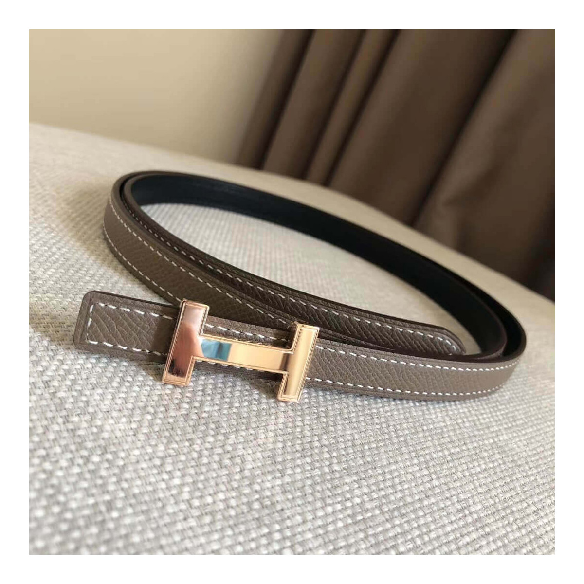 Hermes Focus Belt Buckle &amp; Reversible Leather Strap 13mm H0645