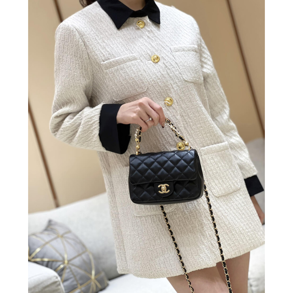 Chanel Mini Flap Bag with Pearl Top Handle Chain AS4385