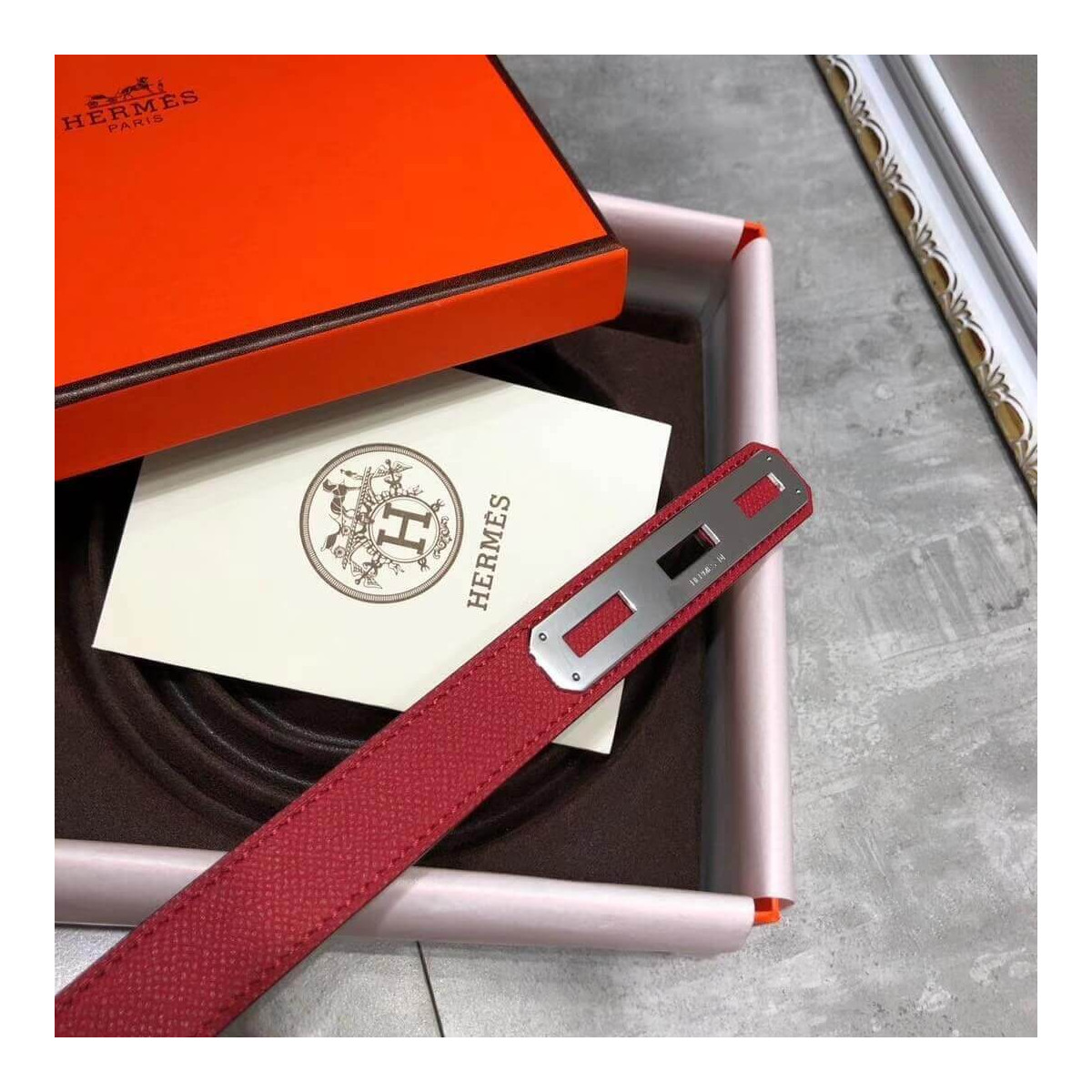 Hermes O&#039;Kelly 24 Belt H07960 Burgundy