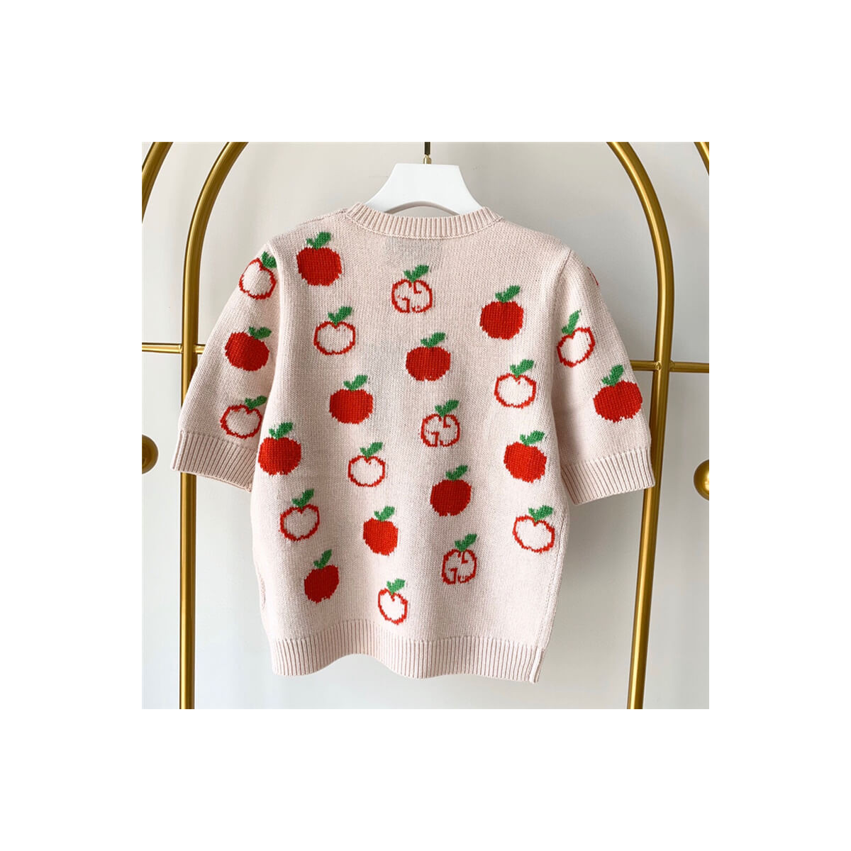 Gucci GG Apple Print Wool Jacquard Top 606117