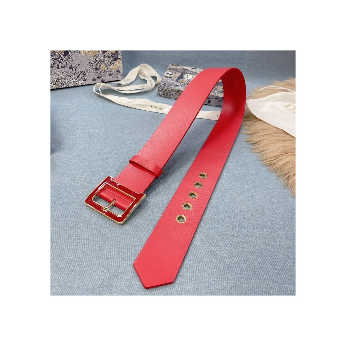 Christian Dior Diorquake 5.0cm Belt Red