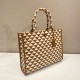 Prada Large Symbole Embroidered Fabric Handbag 1BA356 Tobacco/Chalk White