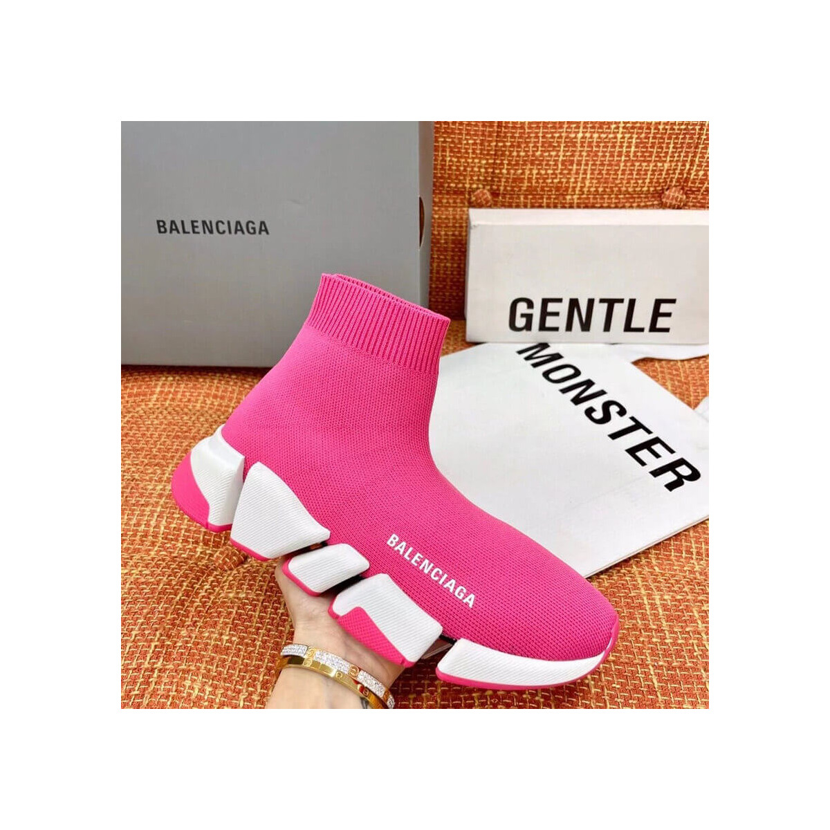 Balenciaga Speed 2.0 Knit Sock Sneakers 617239 Rosy