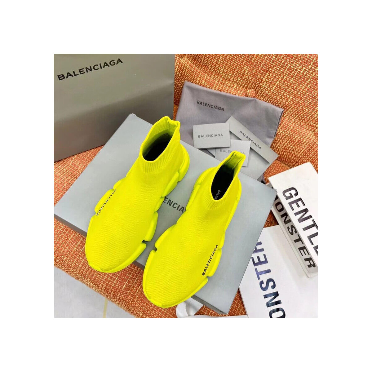 Balenciaga Speed 2.0 Knit Sock Sneakers 617239 Neon Yellow