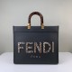 Fendi Sunshine Medium Python Embossed Logo Dark Grey Tote 8BH386