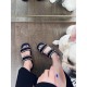 Chanel Satin &amp; Imitation Pearls Sandals G38423 Black