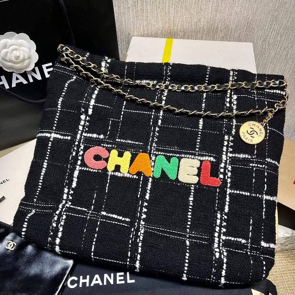 Chanel 22 Small Handbag AS3260 in Multicolor Tweed