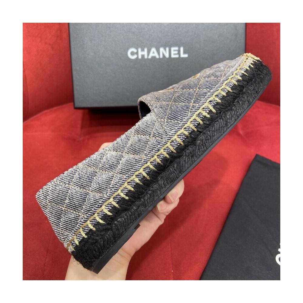 Chanel CC Logo Velvet Espadrilles G32910