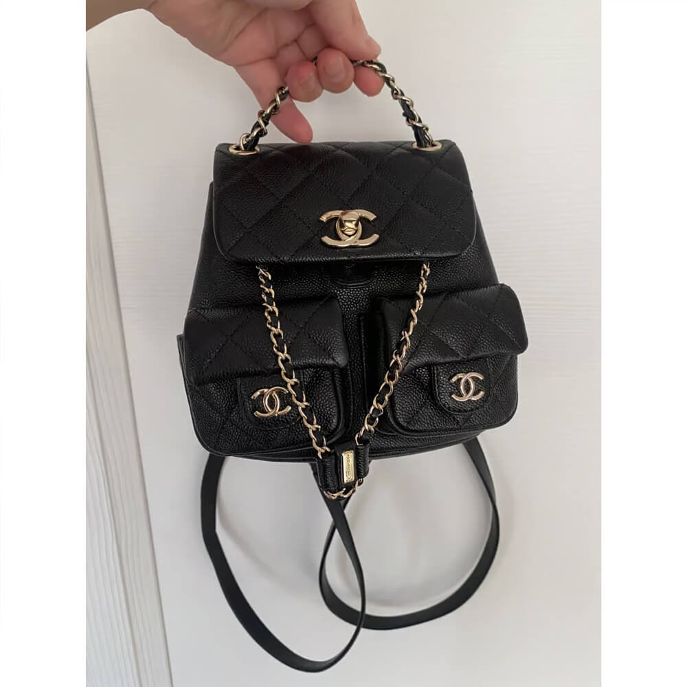 Chanel Mini Duma Backpack Caviar Calfskin Black AS3787