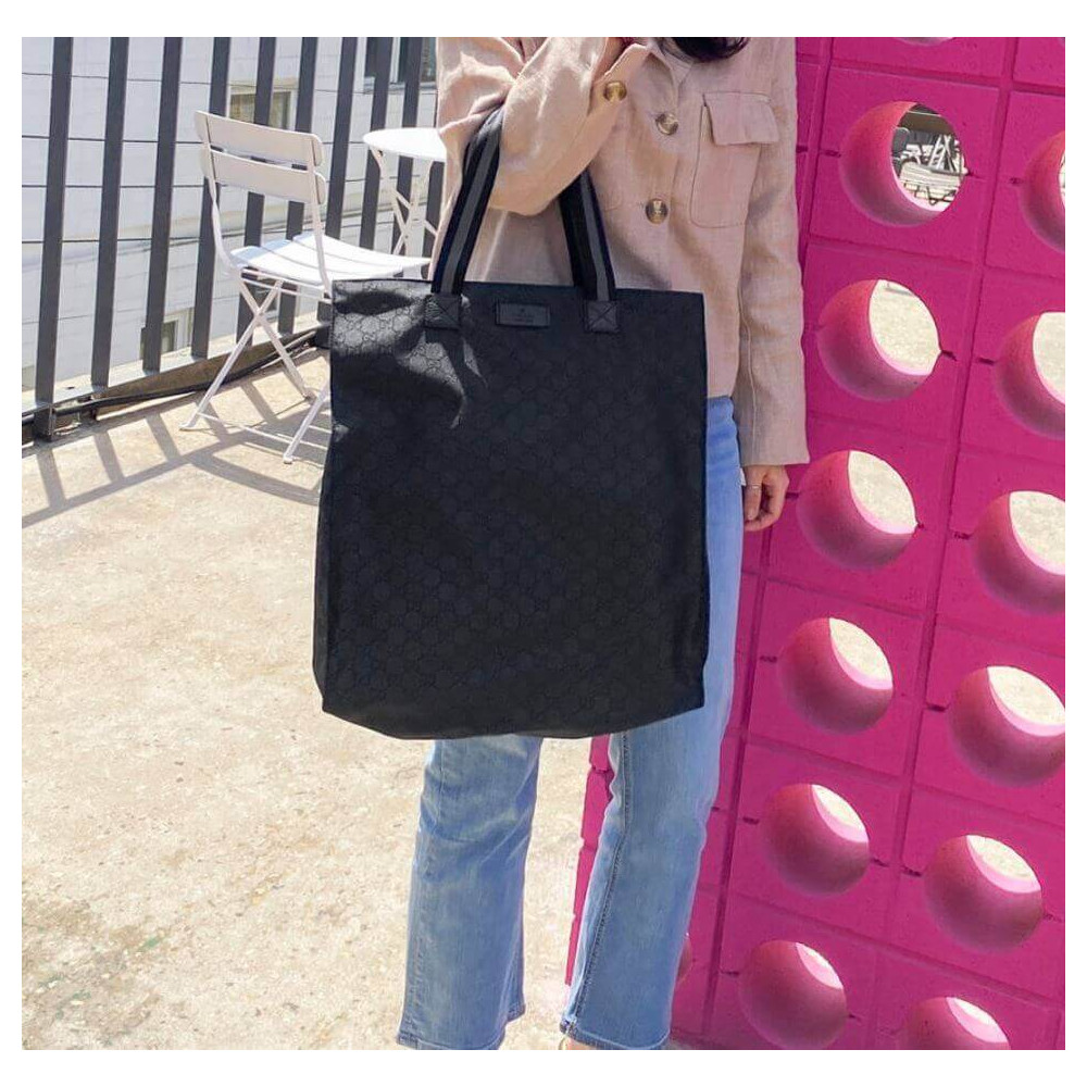 Gucci GG Guccissima Black Nylon Tall Tote Bag 449177