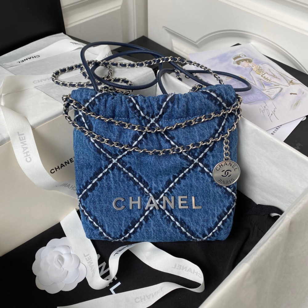 Chanel 22 Mini Handbag in Stitched Denim AS3980