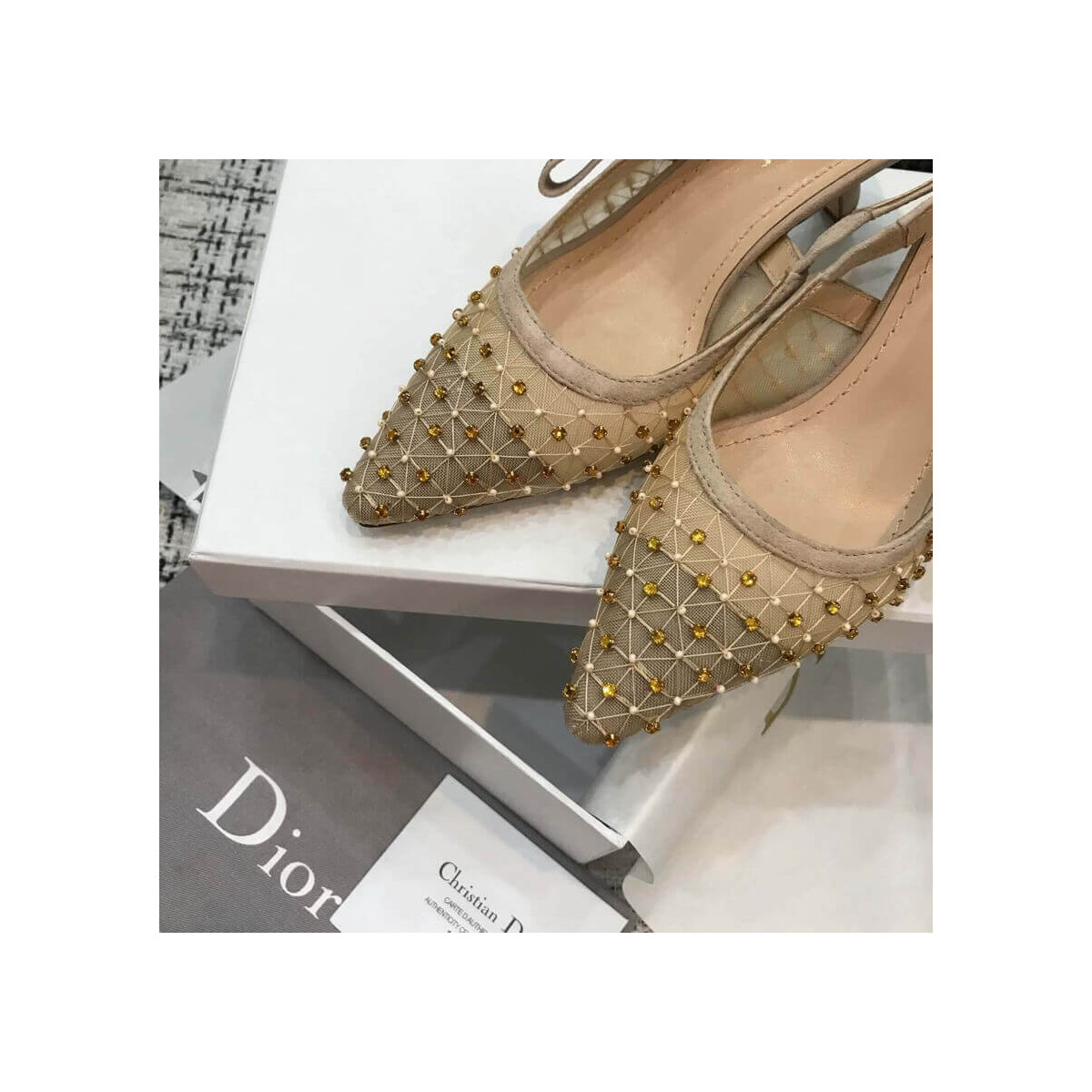 Dior J&#039;adior Slingback Pump with Thread and Bead Embroidery P767