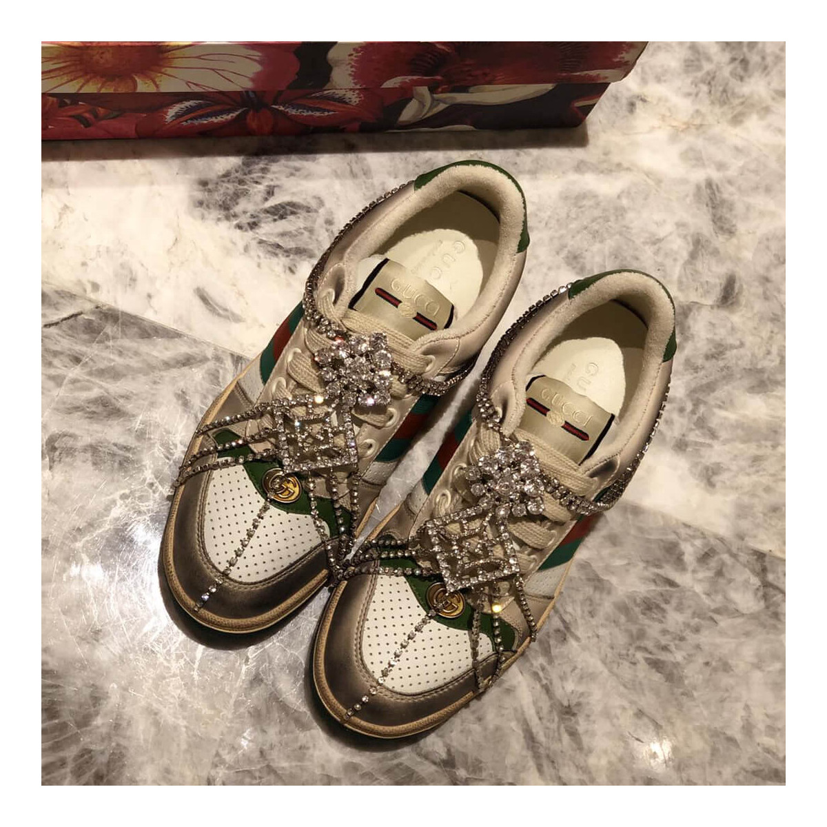 Gucci Screener Sneaker With Crystals 570903