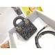 Micro Lady Dior Bag Dark Grey Metallic Canvas Embroidered with Multicolor Crystals S0856