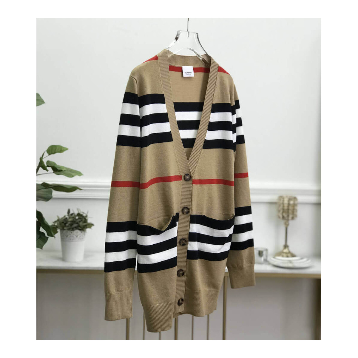 Burberry Icon Stripe Merino Wool Cardigan 80161691