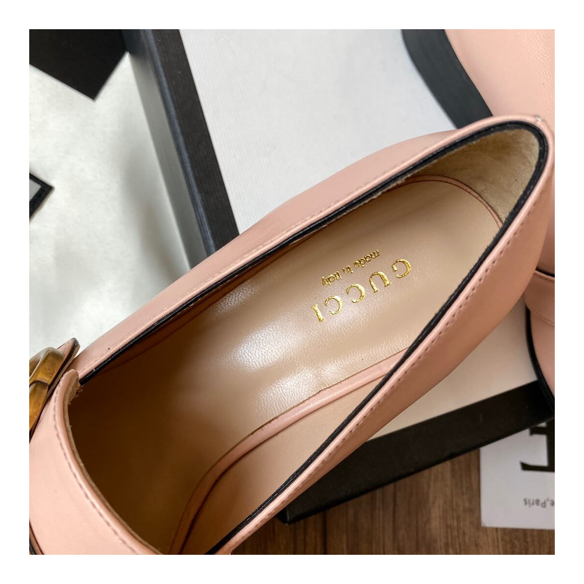 Gucci Leather Loafer with Double G 602496 Pink