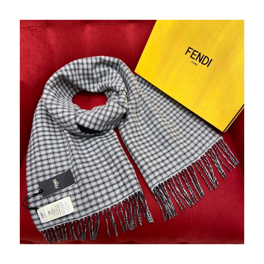 Fendi Grey Wool And Cashmere Scarf FXT334