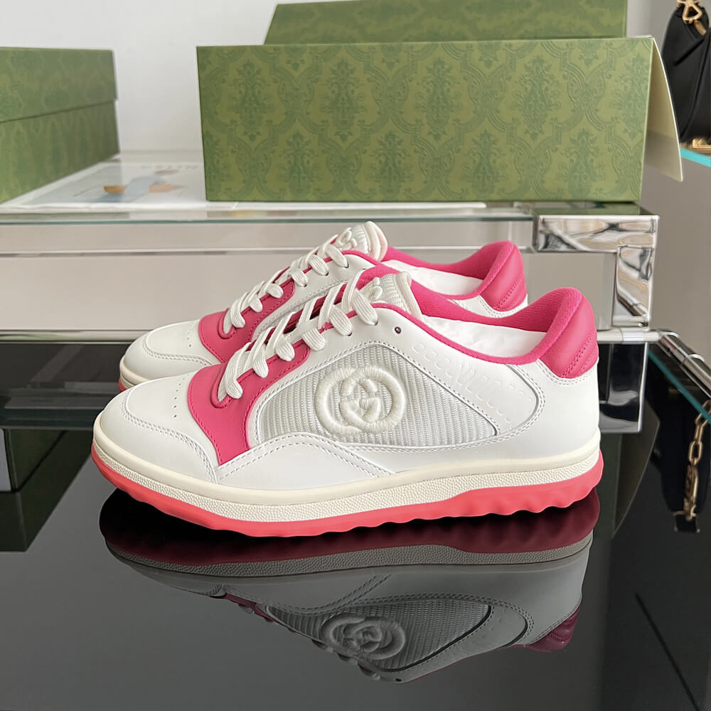 Gucci MAC80 Interlocking G Leather Sneakers Pink/White 749909