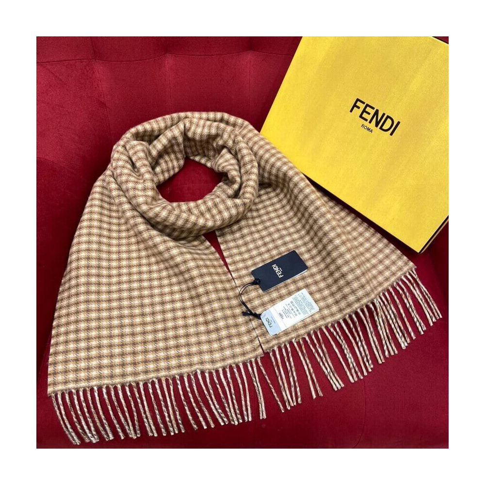 Fendi Cream Wool And Cashmere Scarf FXT334