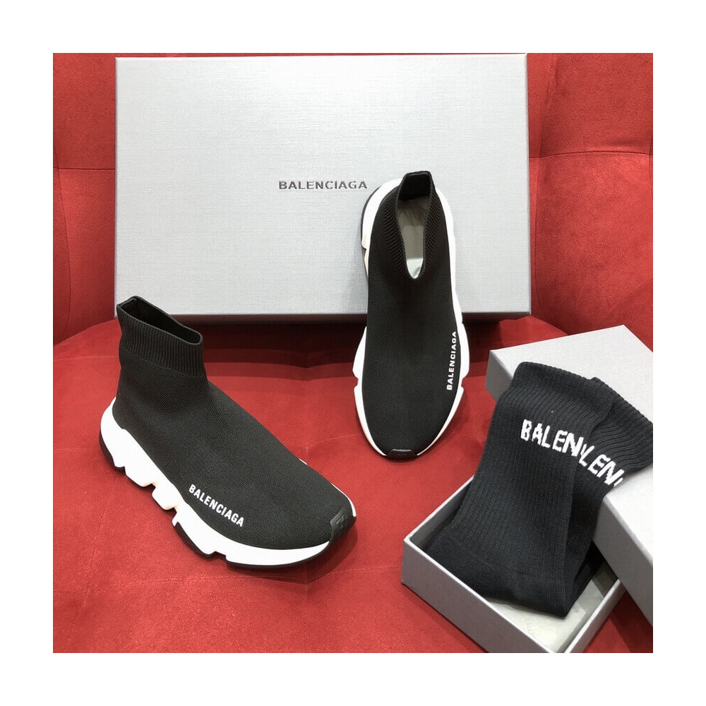 Balenciaga Speed 2.0 Knit Sock Sneakers 617239 Black/White