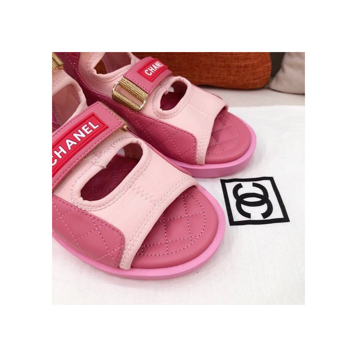 Chanel Goatskin with Fabric Sandals G37231