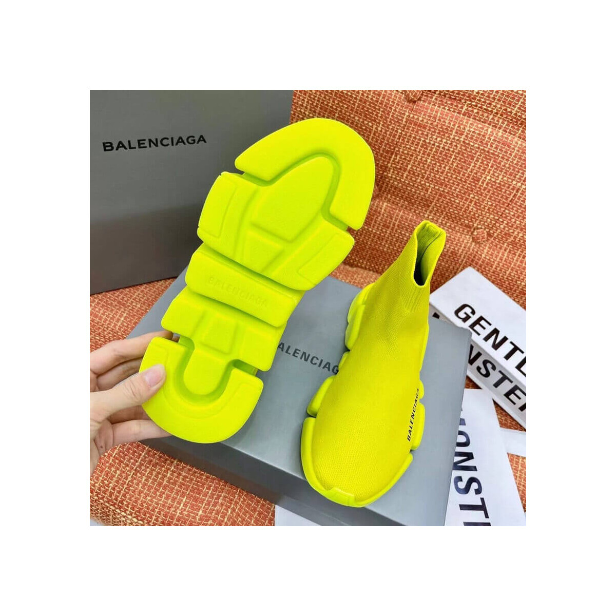 Balenciaga Speed 2.0 Knit Sock Sneakers 617239 Neon Yellow