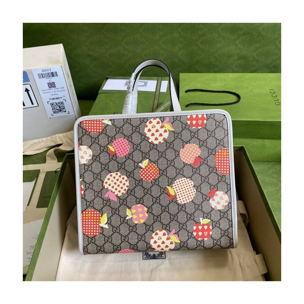 Gucci Children&#039;s GG Heart Apple Pattern Tote 605614