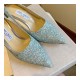 Jimmy Choo Silver Romy Glitter Fabric Pointy Toe Pumps 120011