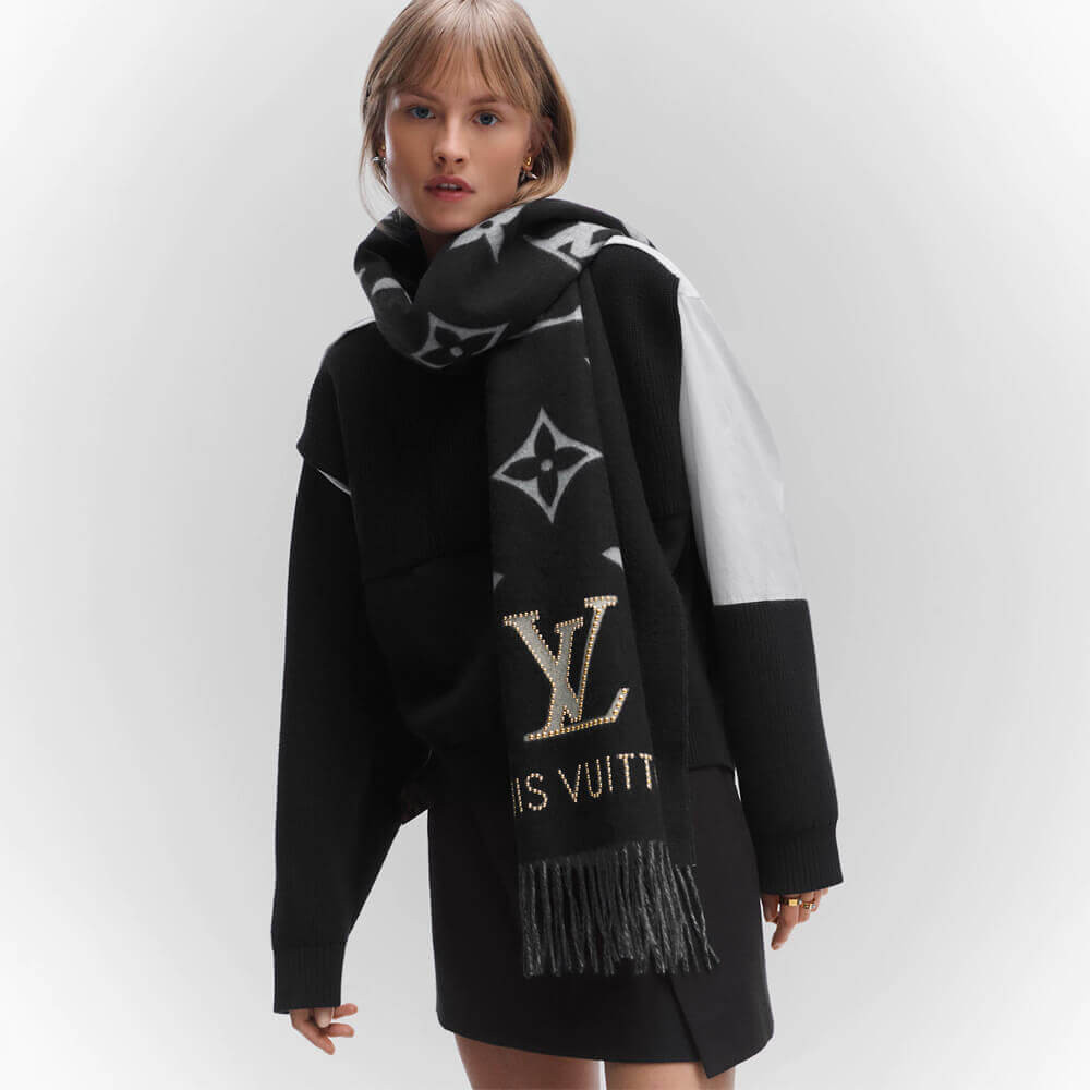 Louis Vuitton Studdy Reykjavik Scarf M71588 Black