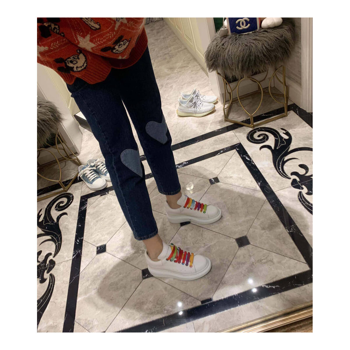 Alexander McQueen Oversized Sneaker With Rainbow Laces 5537