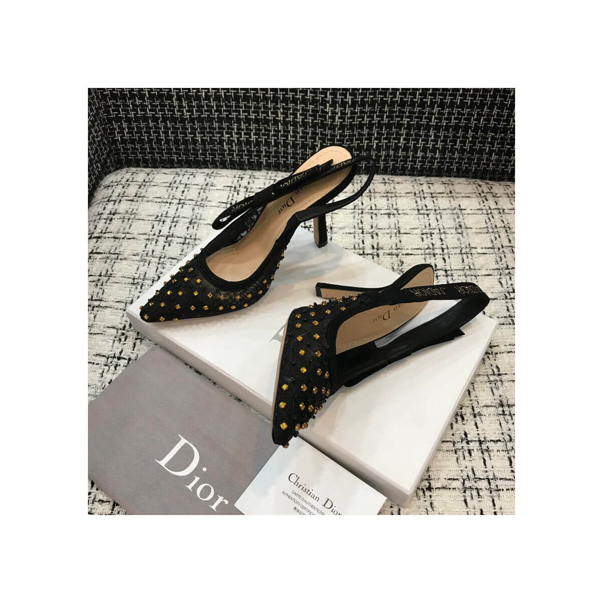 Dior J&#039;adior Slingback Pump with Thread and Bead Embroidery P768