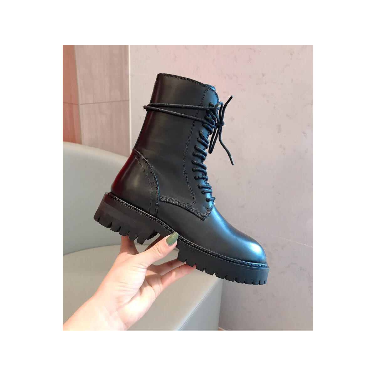 Ann Demeulemeester Calfskin Lace-Up Ankle Boots A145