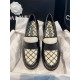 Chanel Black Leather and White Velvet Loafers