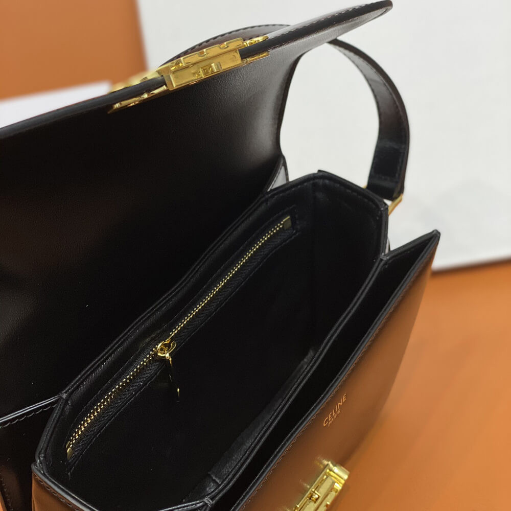 Celine Teen Triomphe Bag In Shiny Calfskin 188423