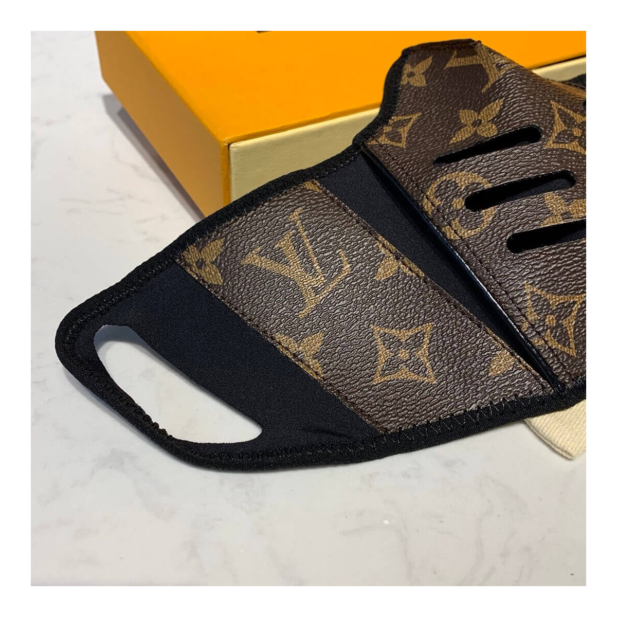 Louis Vuitton Monogram Brown Leather Face Mask