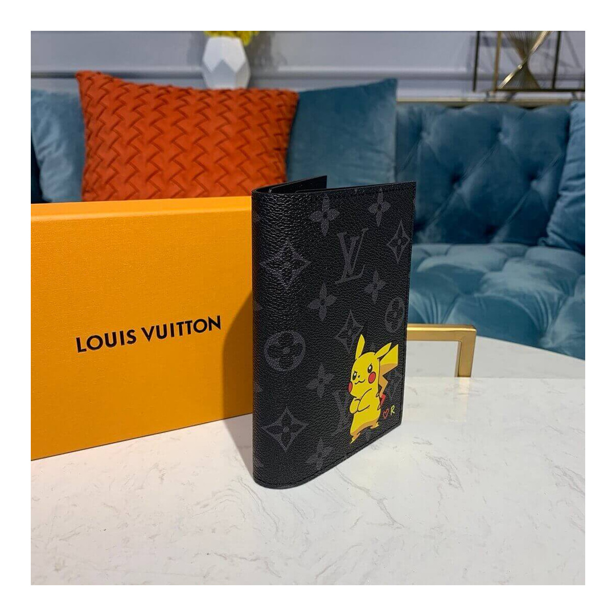 Louis Vuitton Monogram Eclipse Pikachu Print Passport Cover M64501