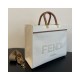 Fendi Medium Sunshine Tote Bag in Cream Canvas 8BH386