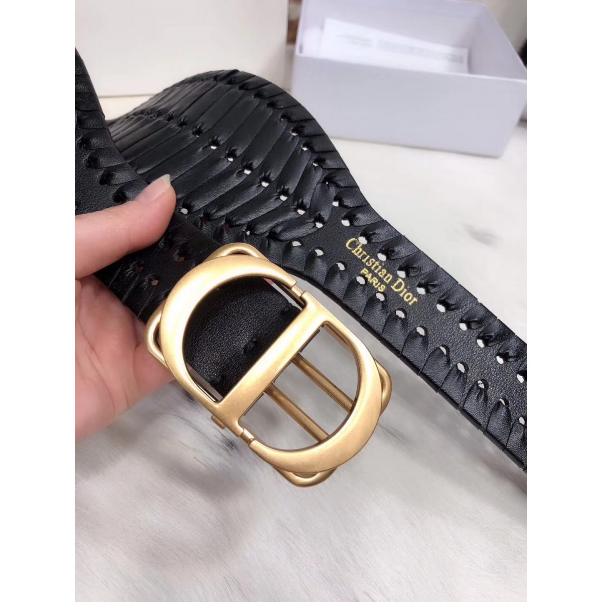 Christian Dior Black 30 Montaigne Calfskin Belt B0047