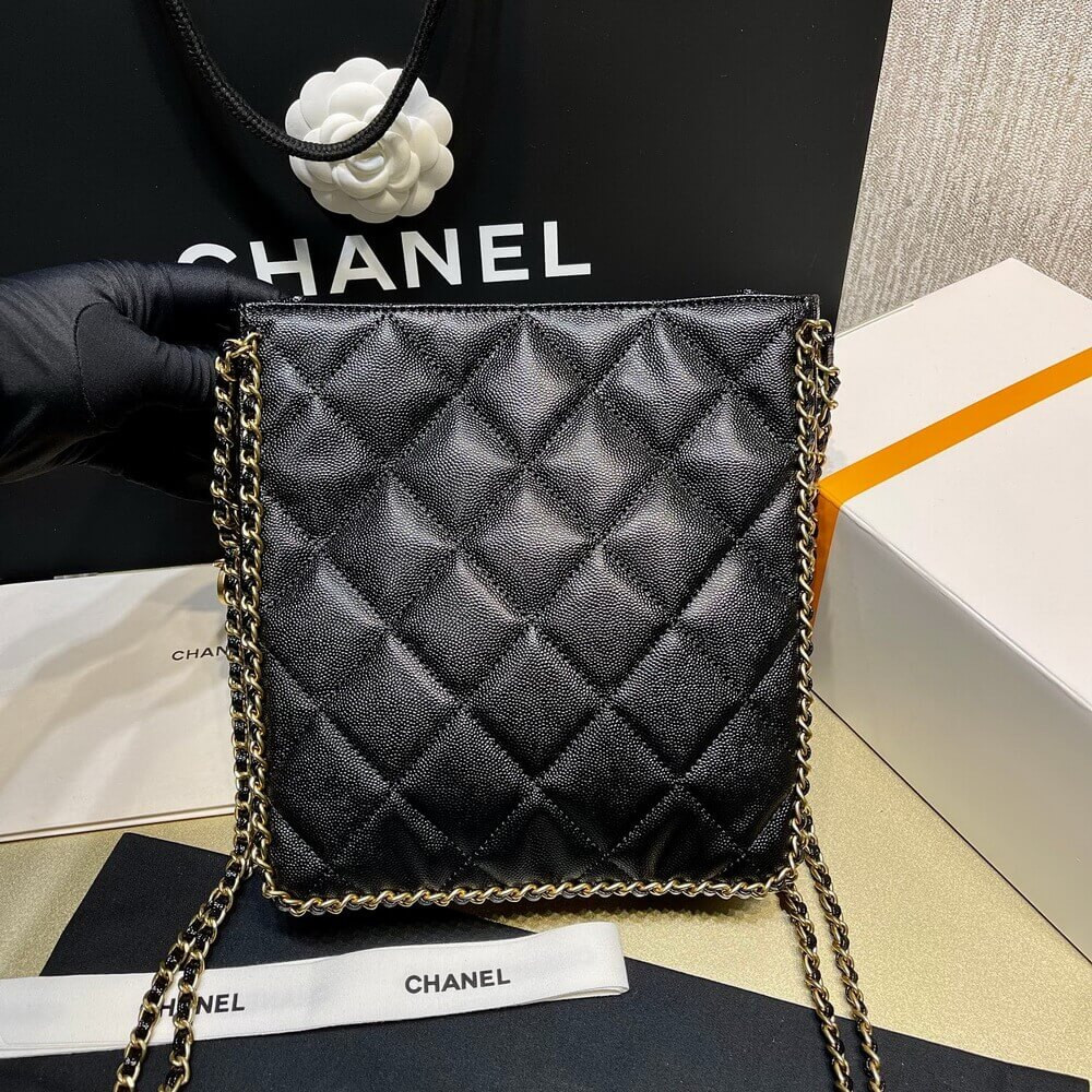 Chanel Small Tote in Black Grained Calfskin AS3470